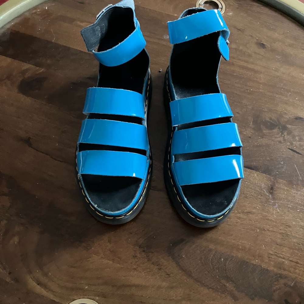 Dr. Martens Blaire Teal Strappy Patent Sandals 11 US L EU 43